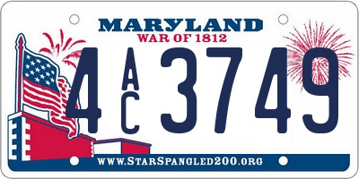 MD license plate 4AC3749