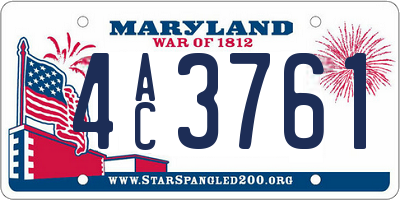 MD license plate 4AC3761