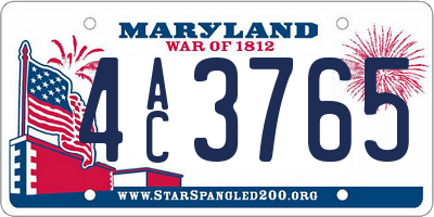 MD license plate 4AC3765