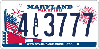 MD license plate 4AC3777