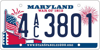 MD license plate 4AC3801