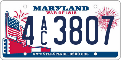 MD license plate 4AC3807