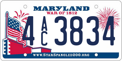MD license plate 4AC3834