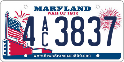 MD license plate 4AC3837