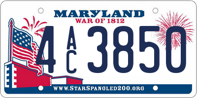 MD license plate 4AC3850