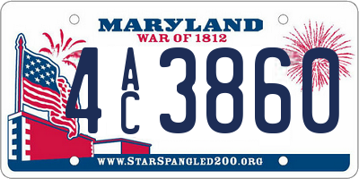 MD license plate 4AC3860