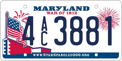 MD license plate 4AC3881