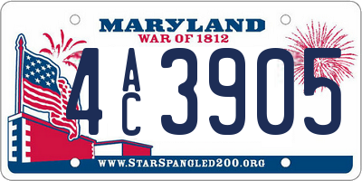 MD license plate 4AC3905