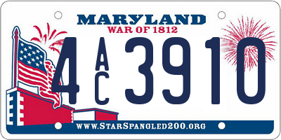 MD license plate 4AC3910
