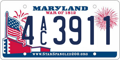 MD license plate 4AC3911