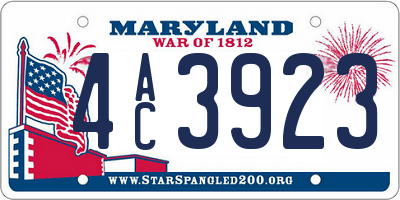 MD license plate 4AC3923