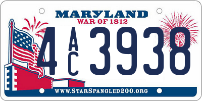 MD license plate 4AC3938