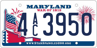 MD license plate 4AC3950