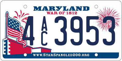 MD license plate 4AC3953