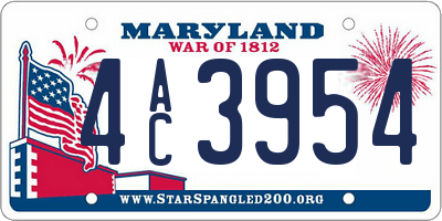 MD license plate 4AC3954