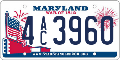 MD license plate 4AC3960