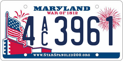 MD license plate 4AC3961