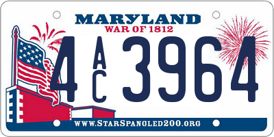 MD license plate 4AC3964