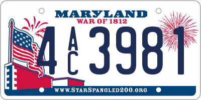MD license plate 4AC3981