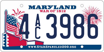 MD license plate 4AC3986
