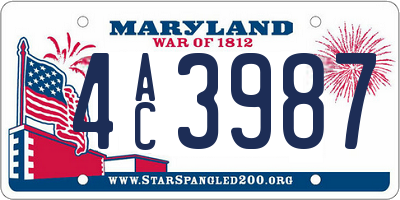MD license plate 4AC3987