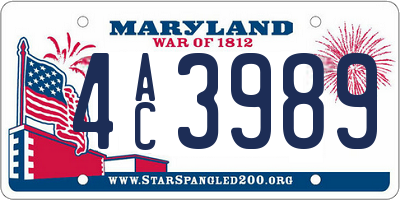 MD license plate 4AC3989