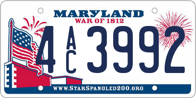 MD license plate 4AC3992