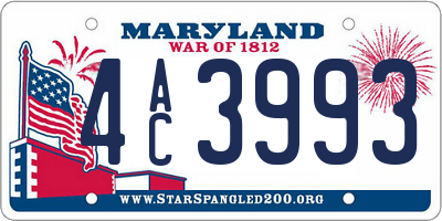 MD license plate 4AC3993