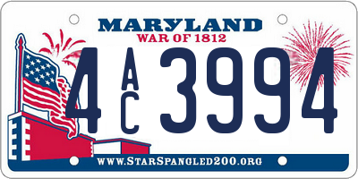 MD license plate 4AC3994