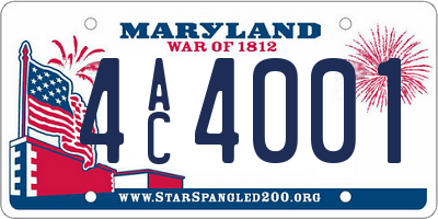 MD license plate 4AC4001