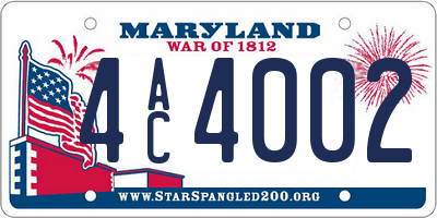 MD license plate 4AC4002