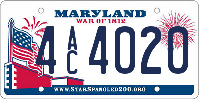 MD license plate 4AC4020