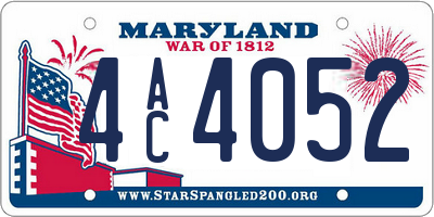 MD license plate 4AC4052