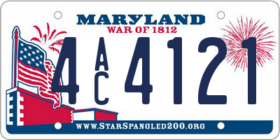 MD license plate 4AC4121