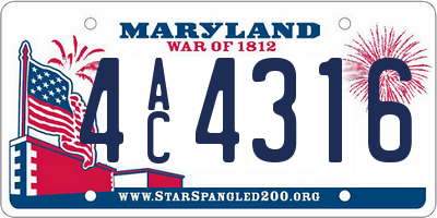 MD license plate 4AC4316