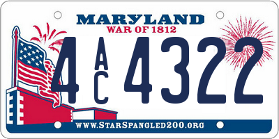 MD license plate 4AC4322