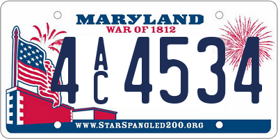 MD license plate 4AC4534
