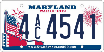 MD license plate 4AC4541