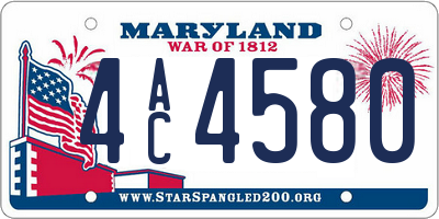 MD license plate 4AC4580