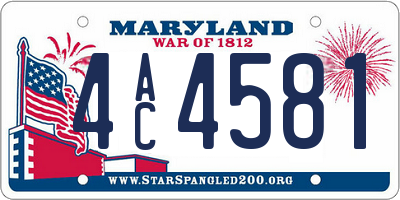 MD license plate 4AC4581
