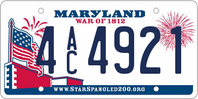 MD license plate 4AC4921