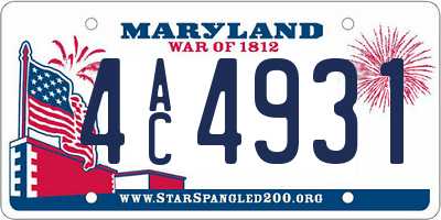 MD license plate 4AC4931