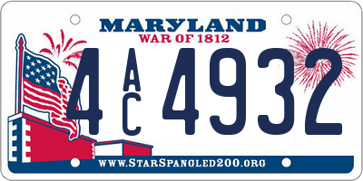 MD license plate 4AC4932