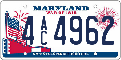 MD license plate 4AC4962