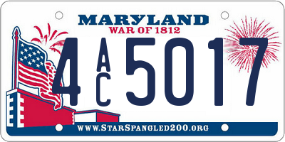 MD license plate 4AC5017