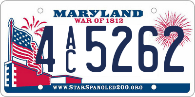 MD license plate 4AC5262
