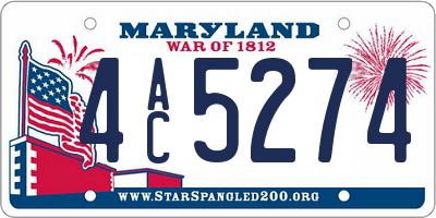 MD license plate 4AC5274