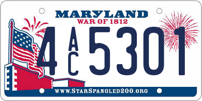 MD license plate 4AC5301