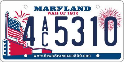 MD license plate 4AC5310