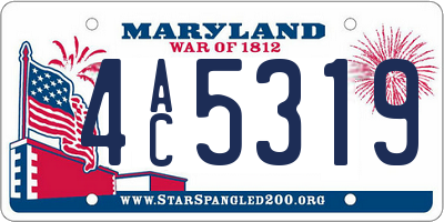 MD license plate 4AC5319